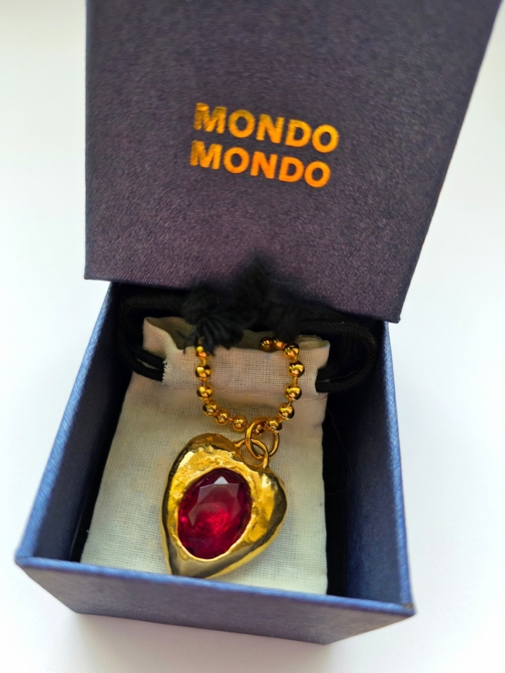 MONDO MONDO Gold Pacha Necklace in Ruby NWT Brand New